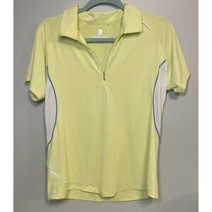 Kate Lord Performance Shirt Polo Women L Yellow Stretch Golf, Tennis, Pickleball